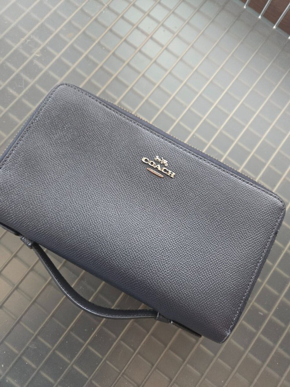 Coach double zip travel organizer wallet purse blue